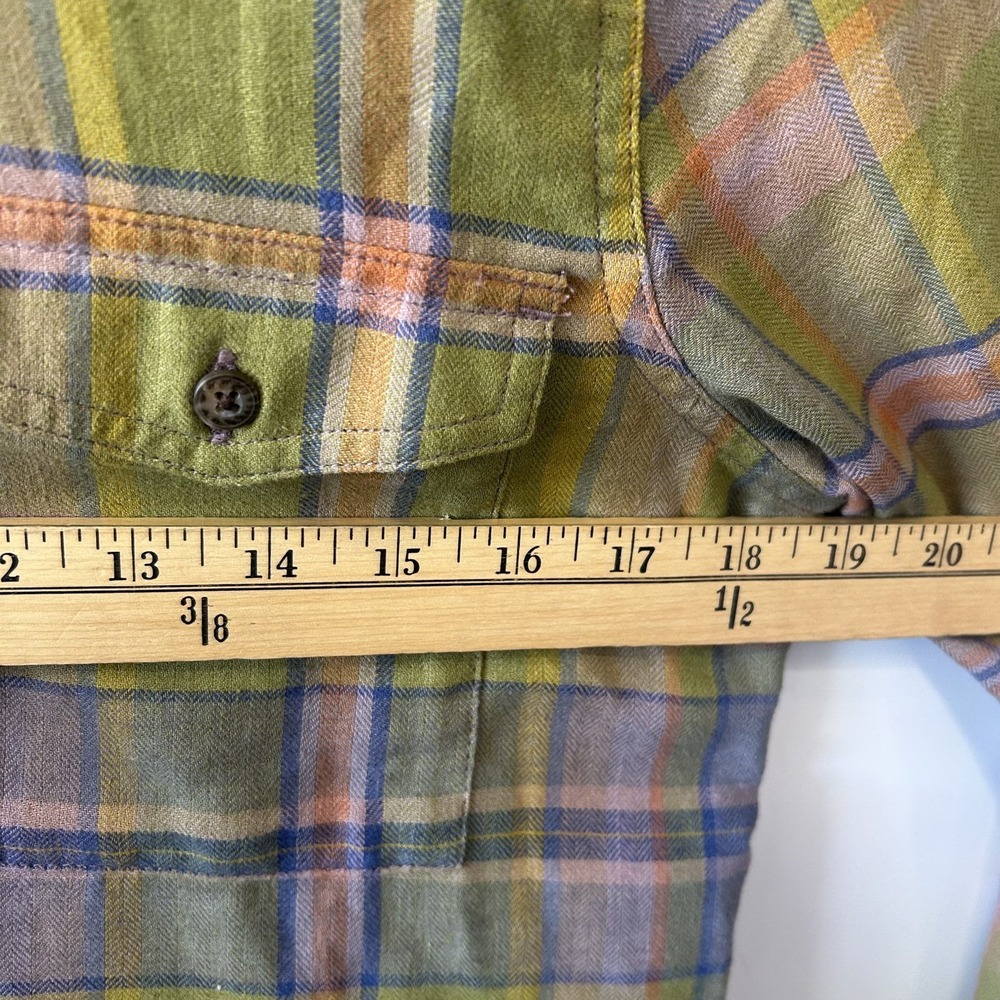 Toad&Co Mens Small Green Purple Plaid Flannel Button Down Shirt Long Sleeve - Picture 5 of 12
